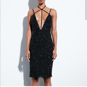 Missguided peace and love black sequin midi dress